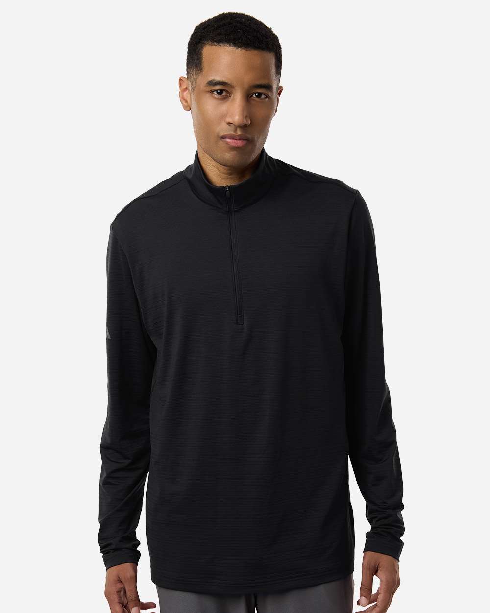 Adidas A708, Men's Textured Stripe Quarter-zip Pullover, Black