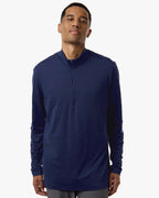 Adidas A708, Men's Textured Stripe Quarter-zip Pullover, Dark Blue