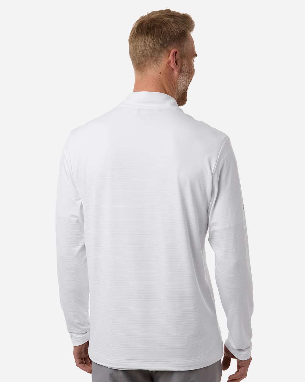 Adidas A708, Men's Textured Stripe Quarter-zip Pullover, White
