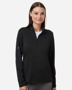 Adidas A709, Women's Textured Stripe Quarter-zip Pullover, Black