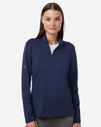 Adidas A709, Women's Textured Stripe Quarter-zip Pullover, Dark Blue