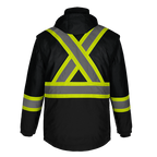 CX2 Hi-Vis L01275, - Kenworth - 5in1 Hi-vis Parka W/ Detachable Hood, Black