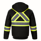 CX2 Hi-Vis L01290, - International - Cotton Canvas Hi-vis Bomber Jacket W/ Detachable Hood, Black