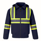 CX2 Hi-Vis L01290, - International - Cotton Canvas Hi-vis Bomber Jacket W/ Detachable Hood, Navy