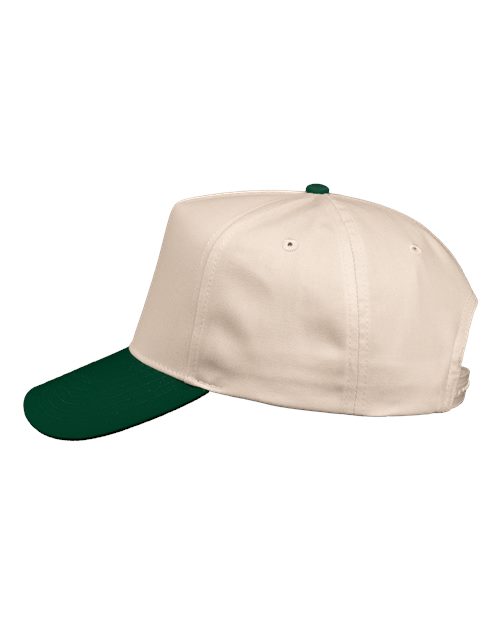 Valucap 8869, Five-panel Twill Cap, Natural/ Forest Green