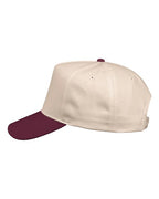 Valucap 8869, Five-panel Twill Cap, Natural/ Maroon