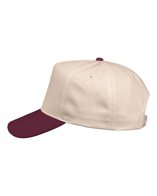 Valucap 8869, Five-panel Twill Cap, Natural/ Maroon