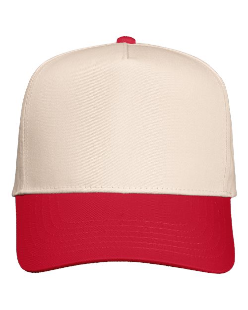 Valucap 8869, Five-panel Twill Cap, Natural/ Red