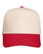 Valucap 8869, Five-panel Twill Cap, Natural/ Red