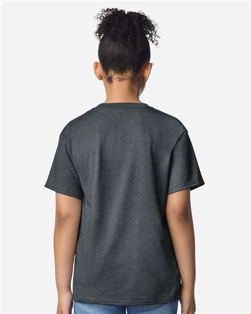 Gildan 12523, 3000b Youth Light Cotton T-shirt, Dark Heather