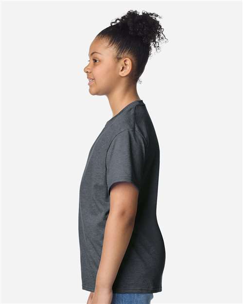 Gildan 12523, 3000b Youth Light Cotton T-shirt, Dark Heather