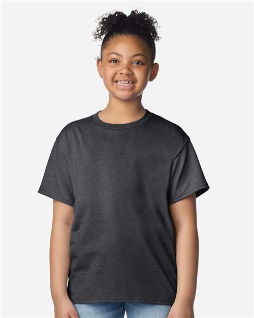 Gildan 12523, 3000b Youth Light Cotton T-shirt, Heather Dark Grey