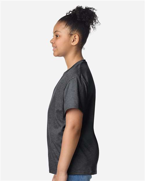 Gildan 12523, 3000b Youth Light Cotton T-shirt, Heather Dark Grey