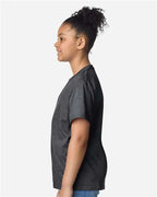 Gildan 12523, 3000b Youth Light Cotton T-shirt, Heather Dark Grey
