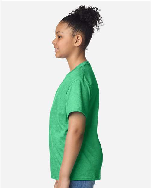 Gildan 12523, 3000b Youth Light Cotton T-shirt, Heather Irish Green