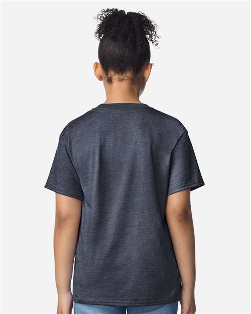 Gildan 3000B, Youth Light Cotton T-shirt, Heather Navy