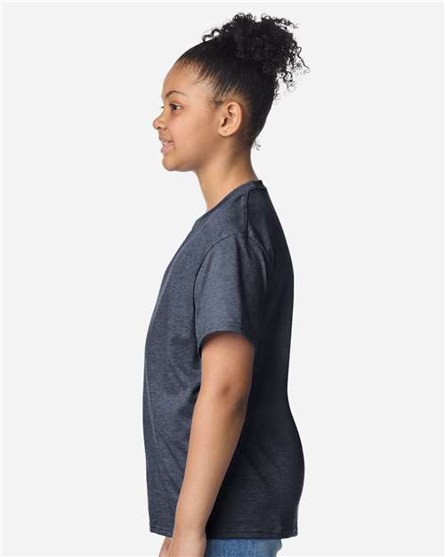 Gildan 12523, 3000b Youth Light Cotton T-shirt, Heather Navy