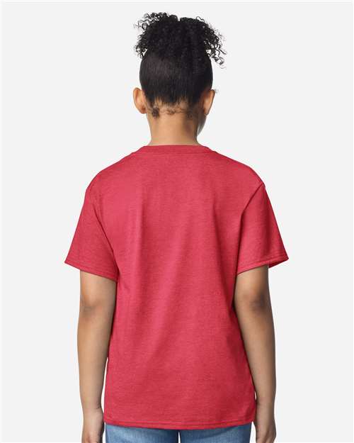 Gildan 12523, 3000b Youth Light Cotton T-shirt, Heather Red