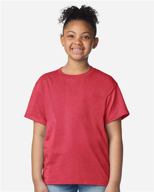 Gildan 12523, 3000b Youth Light Cotton T-shirt, Heather Red