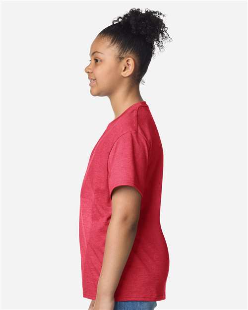Gildan 3000B, Youth Light Cotton T-shirt, Heather Red