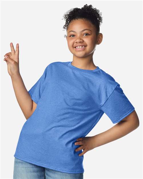 Gildan 3000B, Youth Light Cotton T-shirt, Heather Royal