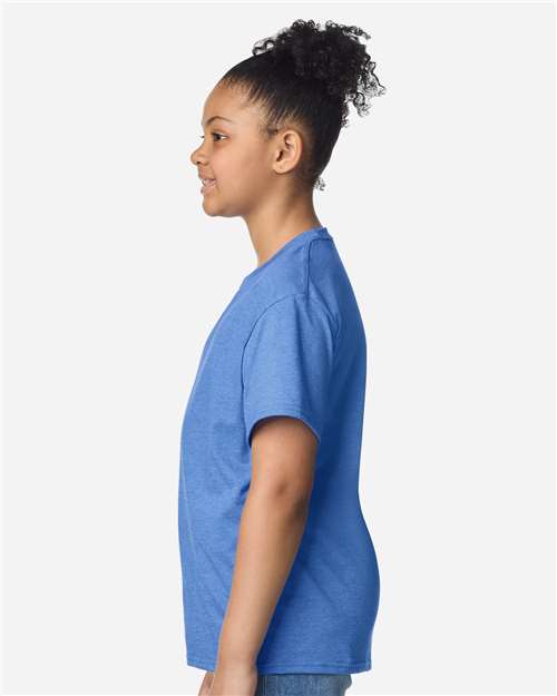 Gildan 12523, 3000b Youth Light Cotton T-shirt, Heather Royal