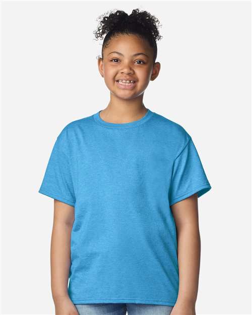 Gildan 3000B, Youth Light Cotton T-shirt, Heather Sapphire