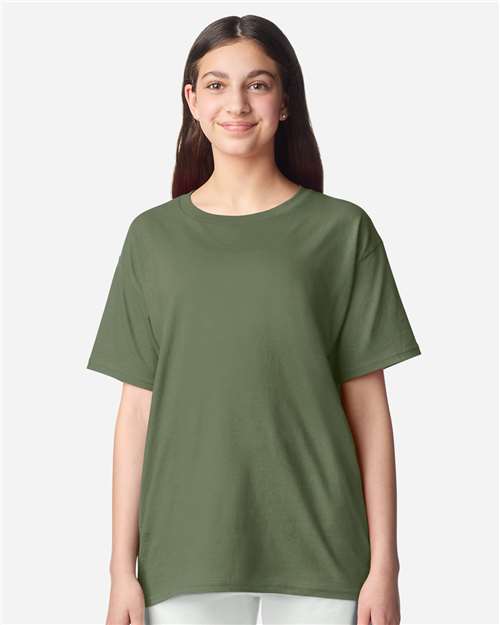 Gildan 3000B, Youth Light Cotton T-shirt, Military Green