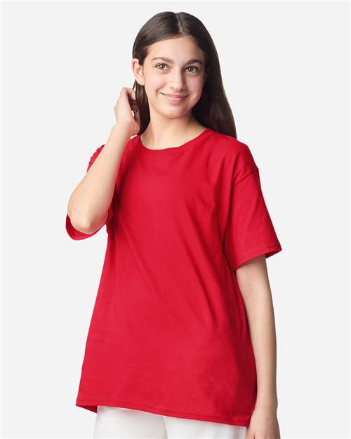 Gildan 12523, 3000b Youth Light Cotton T-shirt, Red
