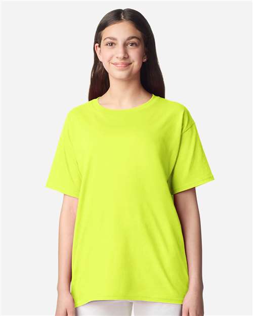 Gildan 3000B, Youth Light Cotton T-shirt, Safety Green