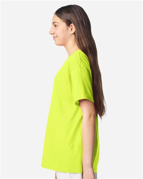 Gildan 12523, 3000b Youth Light Cotton T-shirt, Safety Green