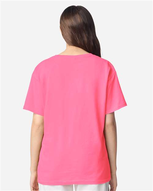 Gildan 12523, 3000b Youth Light Cotton T-shirt, Safety Pink