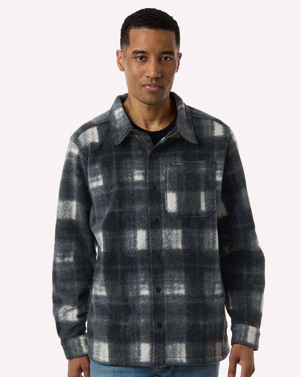Columbia 209769, Men's Steens Mountain Printed Shirt Jacket Ii, Chalk Omblur