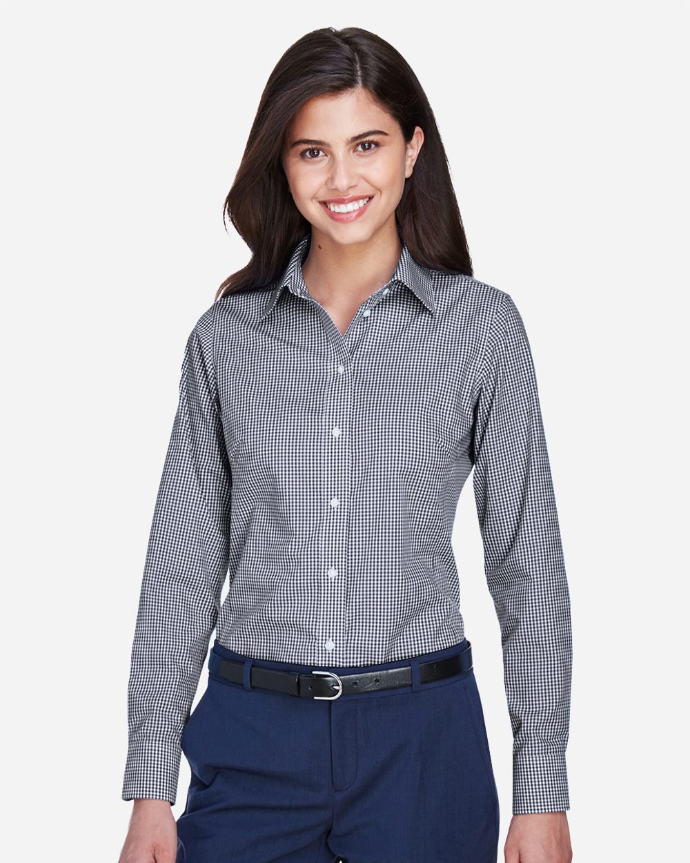 Devon & Jones D640W Women's Crown Collection Gingham Check Woven Dress Shirt