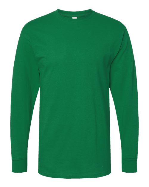 M&O 4820, Unisex Gold Soft Touch Long Sleeve T-shirt, Fine Kelly Green