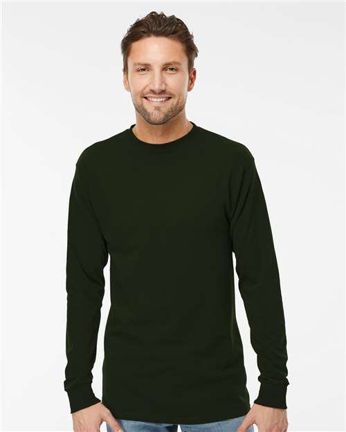 M&O 4820, Unisex Gold Soft Touch Long Sleeve T-shirt, Forest Green