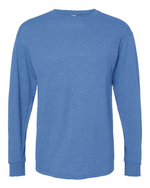 M&O 4820, Unisex Gold Soft Touch Long Sleeve T-shirt, Heather Royal