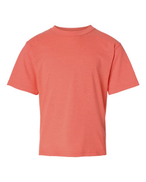 M&O 4850, Youth Gold Soft Touch T-shirt, Heather Coral