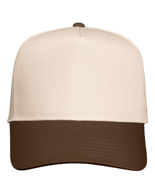 Valucap 8869, Five-panel Twill Cap, Natural/ Brown