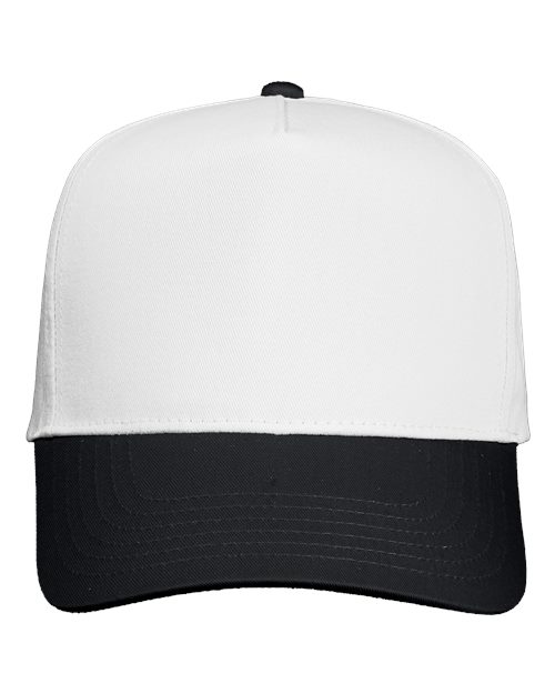 Valucap 8869, Five-panel Twill Cap, White/ Black