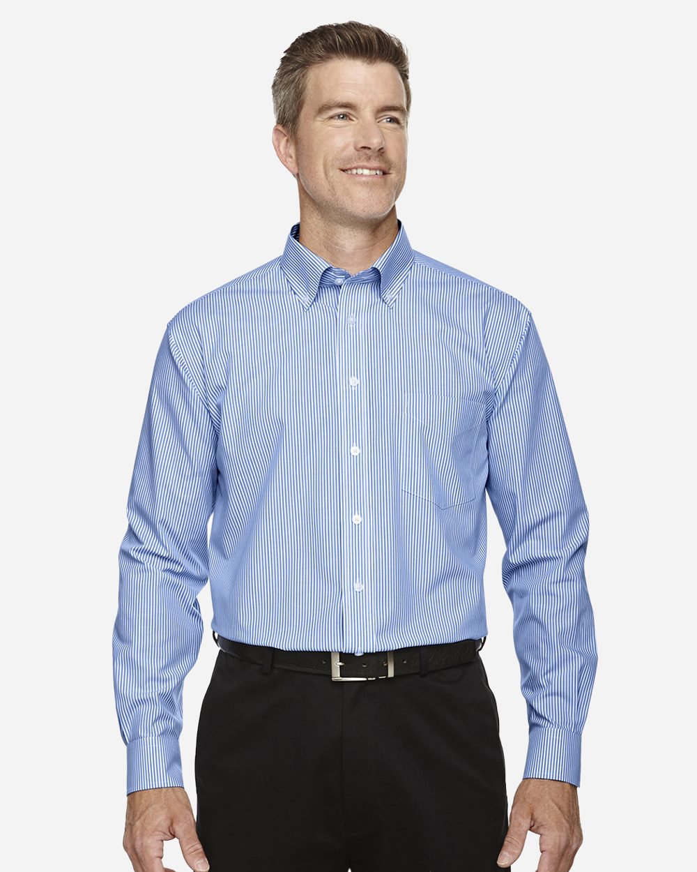 Devon & Jones D645 Men's Crown Collection Banker Stripe Woven Dress Shirt