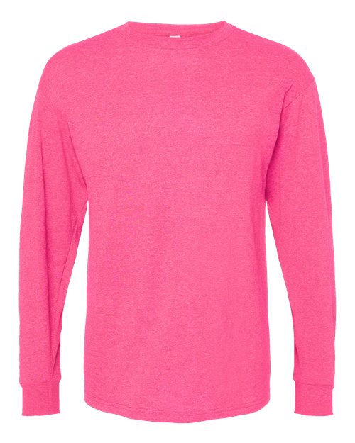 M&O 4820, Unisex Gold Soft Touch Long Sleeve T-shirt, Neon Pink