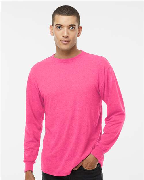 M&O 4820, Unisex Gold Soft Touch Long Sleeve T-shirt, Neon Pink