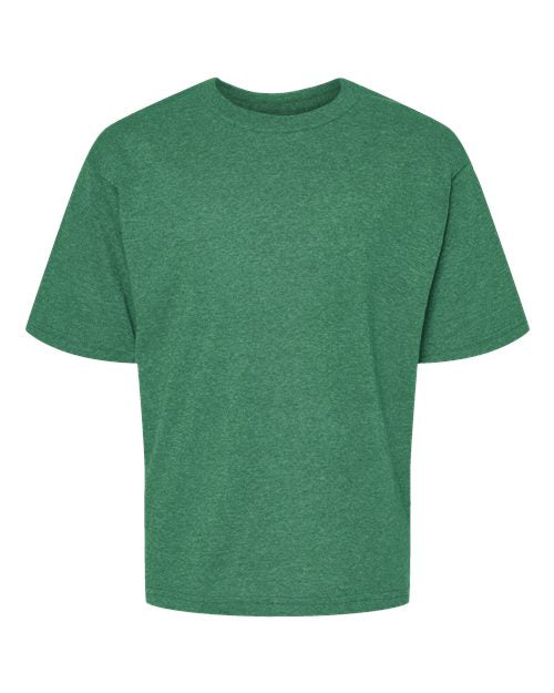 M&O 4850, Youth Gold Soft Touch T-shirt, Heather Kelly Green