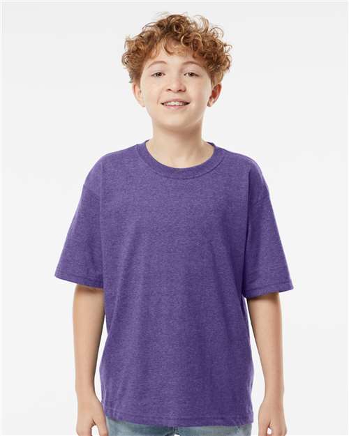 M&O 4850, Youth Gold Soft Touch T-shirt, Heather Purple
