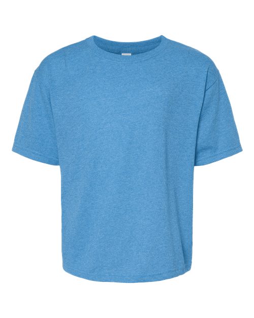 M&O 4850, Youth Gold Soft Touch T-shirt, Heather Turquoise