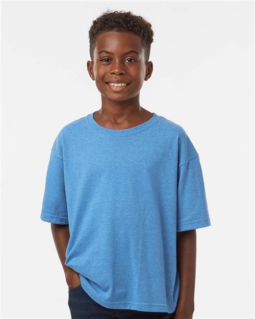 M&O 4850, Youth Gold Soft Touch T-shirt, Heather Turquoise