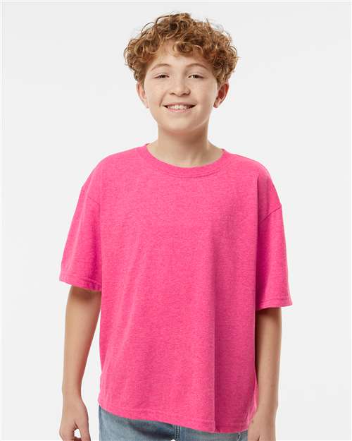 M&O 4850, Youth Gold Soft Touch T-shirt, Neon Pink