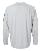 Columbia 212472, Men's Pfg Terminal Tackle Long Sleeve T-shirt, Cool Grey/ Vivid Blue