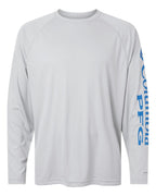 Columbia 212472, Men's Pfg Terminal Tackle Long Sleeve T-shirt, Cool Grey/ Vivid Blue
